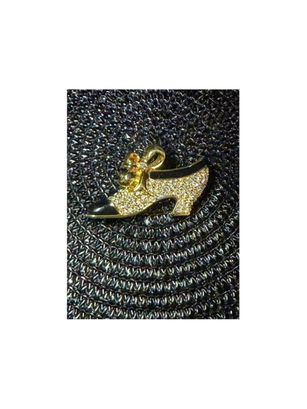Gold and Black Shoe Brooch One Size